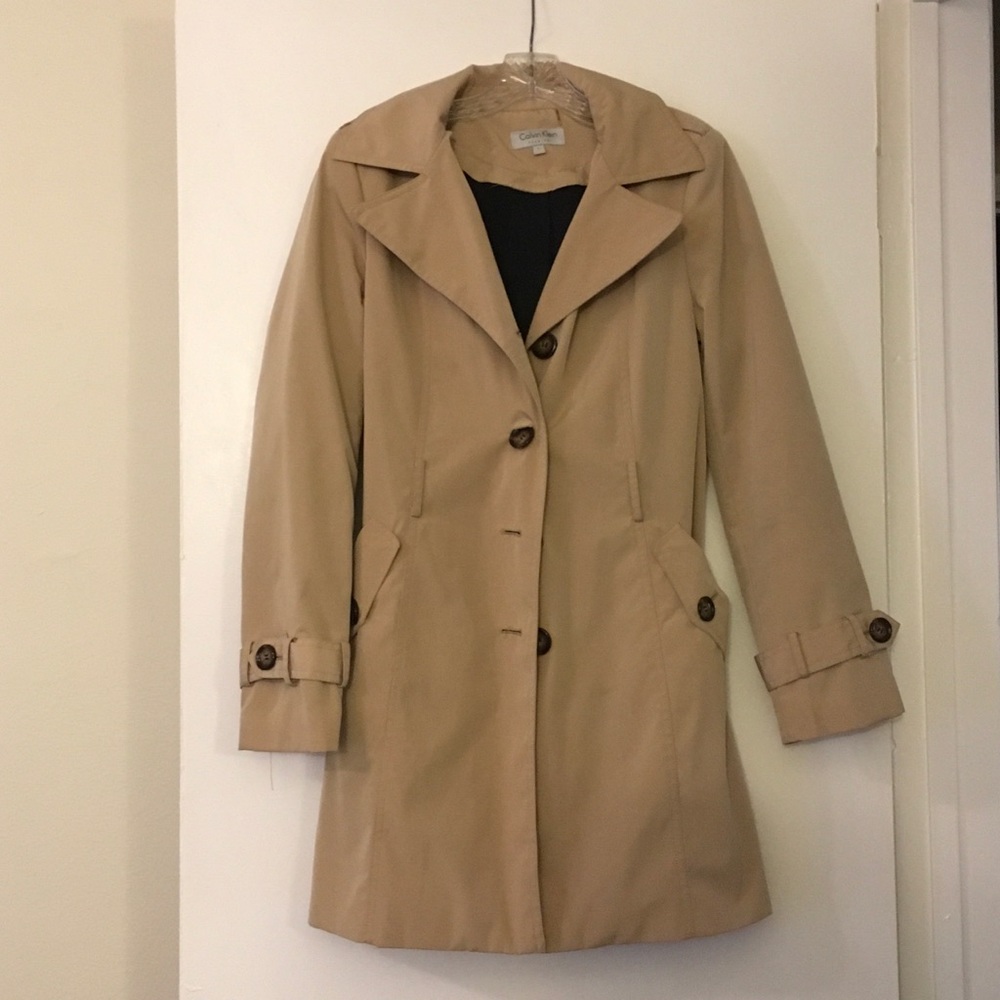 Calvin Klein Khaki Hooded Trench Coat